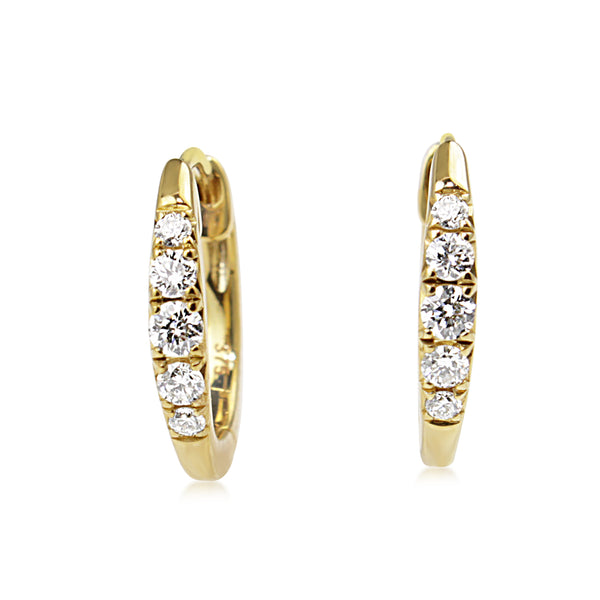 9ct Yellow Gold Graduated Diamond Hoop Earrings