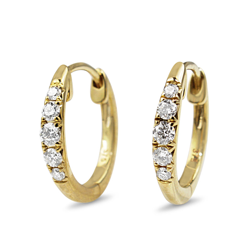 9ct Yellow Gold Graduated Diamond Hoop Earrings