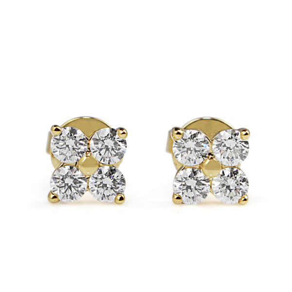 9ct Yellow Gold Diamond 'Clover' Earrings