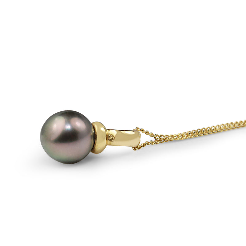 18ct Yellow Gold 9mm Tahitian Pearl Necklace
