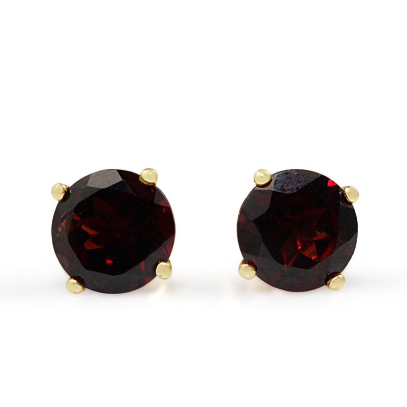 9ct Yellow Gold Large Garnet Stud Earrings