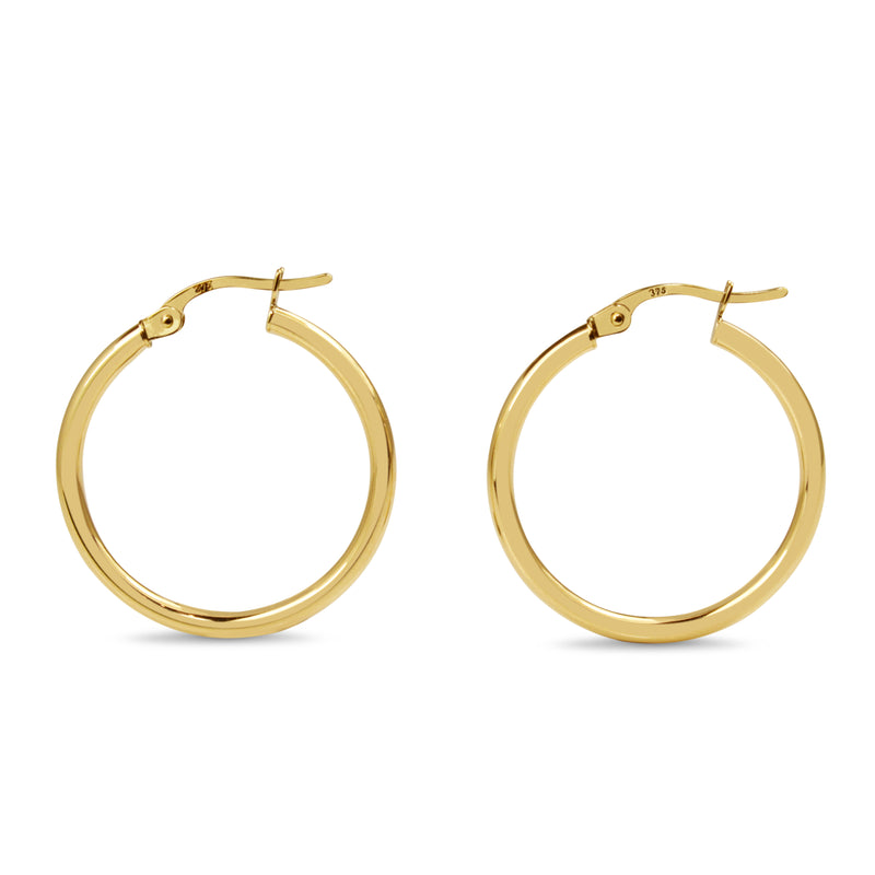 9ct Yellow Gold Thin 24mm Hoop Earrings