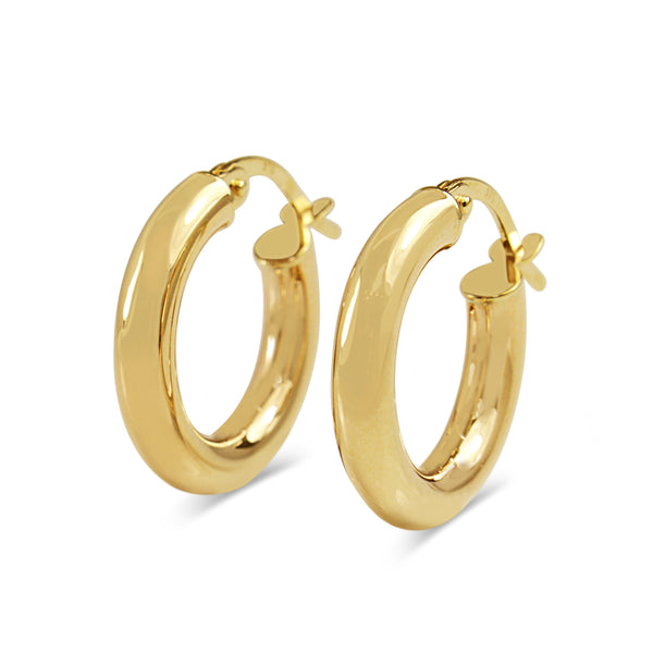 9ct Yellow Gold 16mm Thick Hoop Earrings
