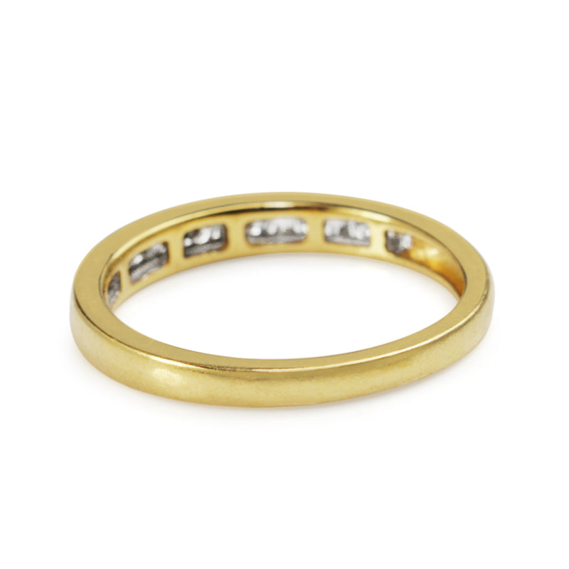 18ct Yellow Gold Baguette and Brilliant Cut Diamond Channel Set Band Ring
