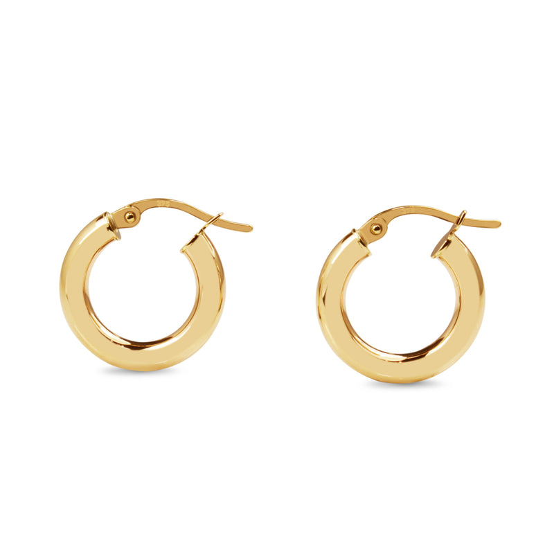 9ct Yellow Gold 16mm Thick Hoop Earrings