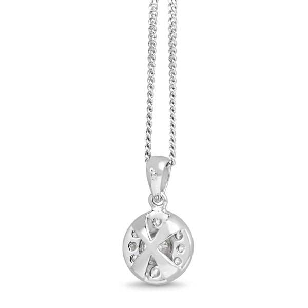 9ct White Gold Diamond Halo Necklace