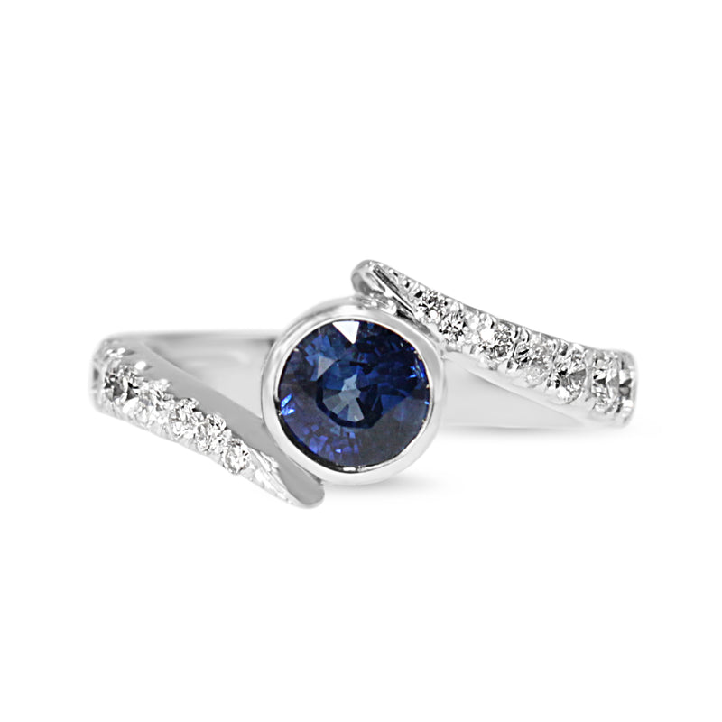 18ct White Gold Sapphire and Diamond Twist Ring