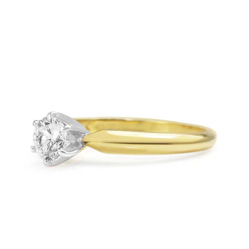18ct Yellow and White Gold Diamond Solitaire Ring