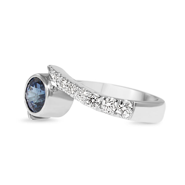 18ct White Gold Sapphire and Diamond Twist Ring