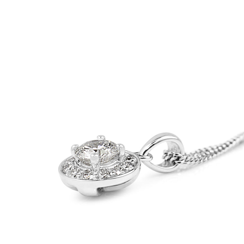 9ct White Gold Diamond Halo Necklace