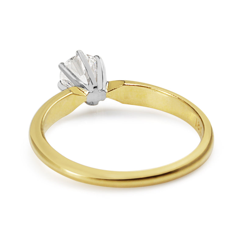 18ct Yellow and White Gold Diamond Solitaire Ring