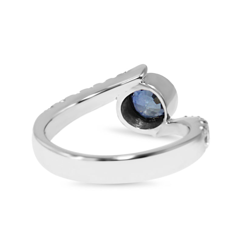 18ct White Gold Sapphire and Diamond Twist Ring