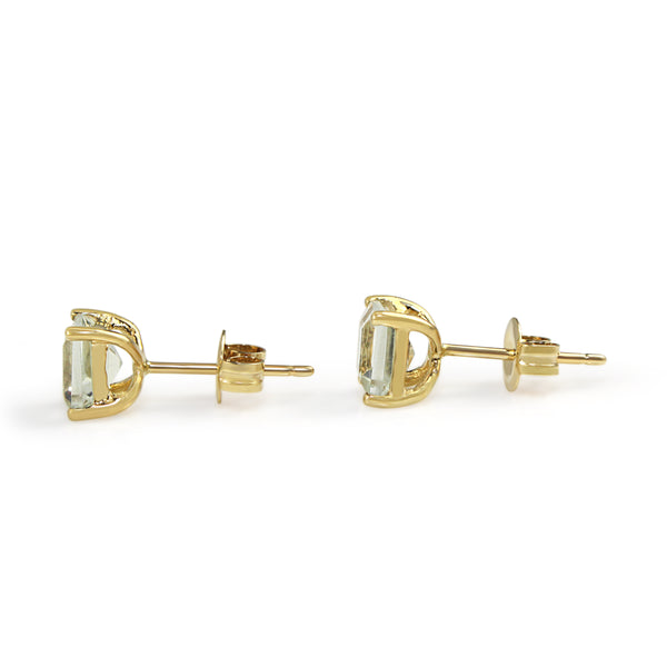 9ct Yellow Gold Green Amethyst Stud Earrings