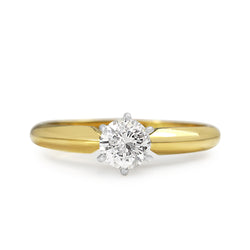 18ct Yellow and White Gold Diamond Solitaire Ring