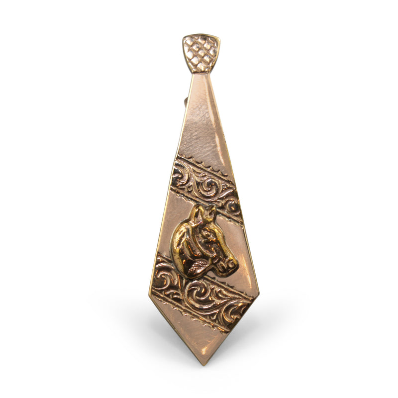 9ct Gold Vintage Horse Tie Brooch