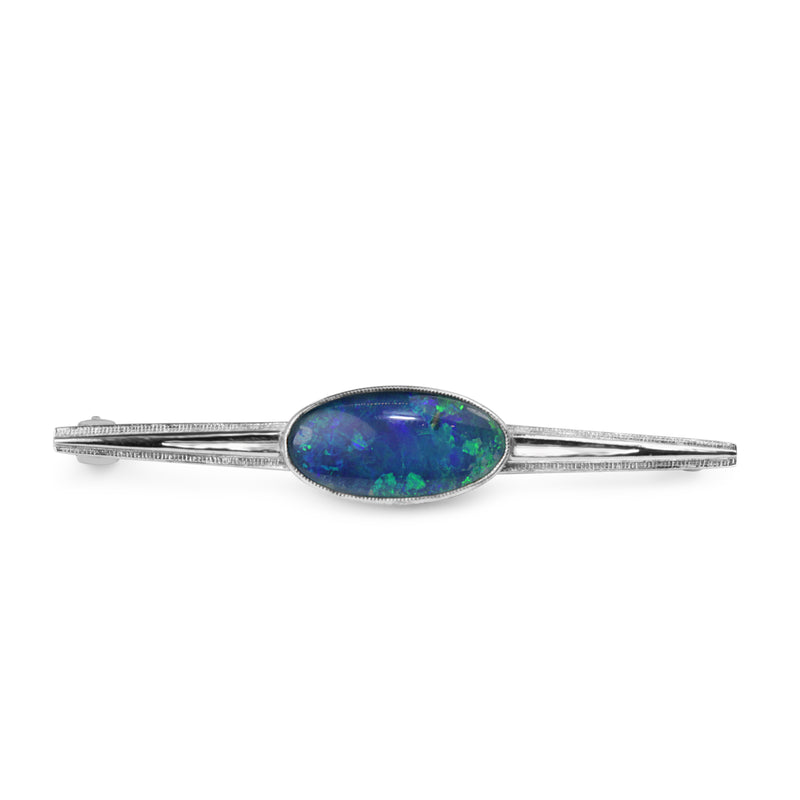 18ct White Gold Vintage Opal Triplet Brooch