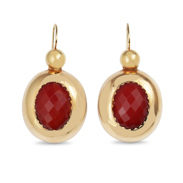 14ct Yellow Gold Vintage Coral Drop Earrings