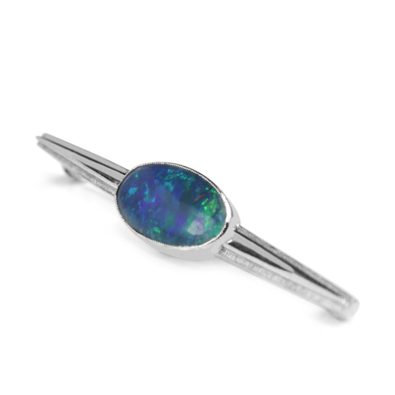 18ct White Gold Vintage Opal Triplet Brooch