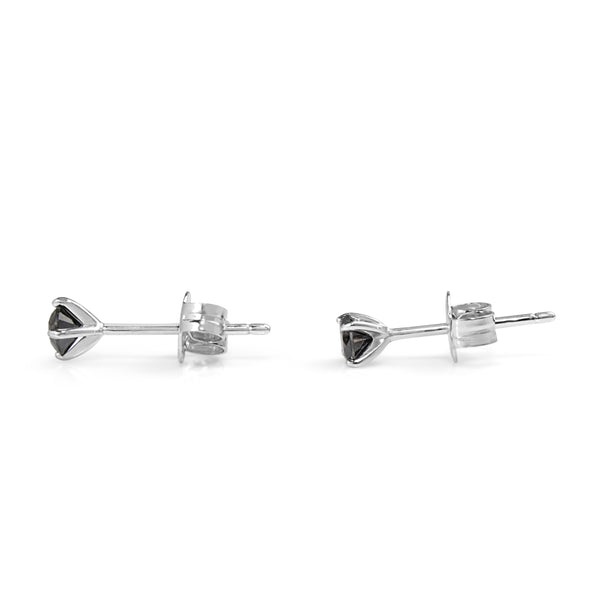 9ct White Gold Black Diamond Stud Earrings