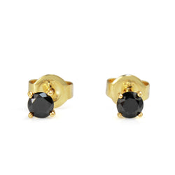 9ct Yellow Gold Black Diamond Stud Earrings