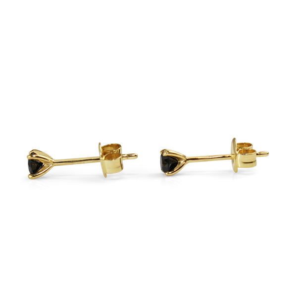 9ct Yellow Gold Black Diamond Stud Earrings