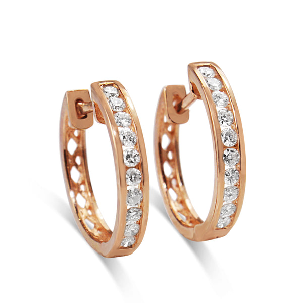 9ct Rose Gold Diamond Hoop Earrings