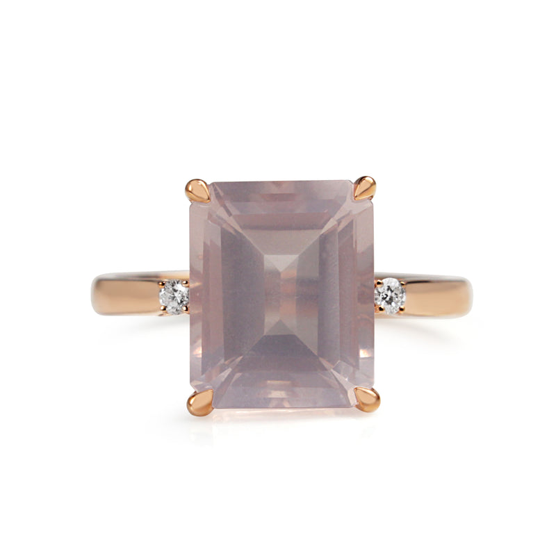 9ct Rose Gold Rose Quartz and Diamond Cocktail Ring