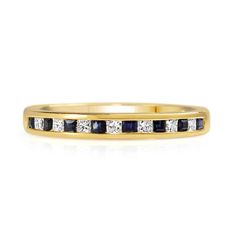 9ct Yellow Gold Sapphire and Diamond Channel Set Ring