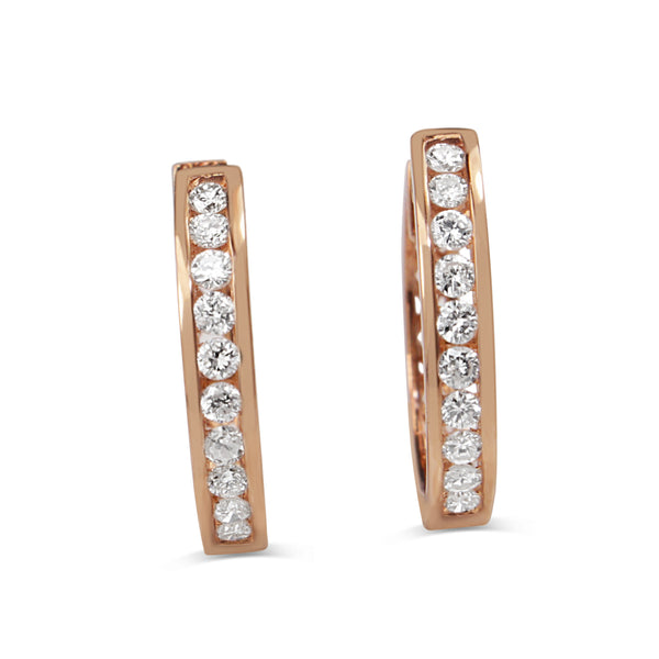 9ct Rose Gold Diamond Hoop Earrings