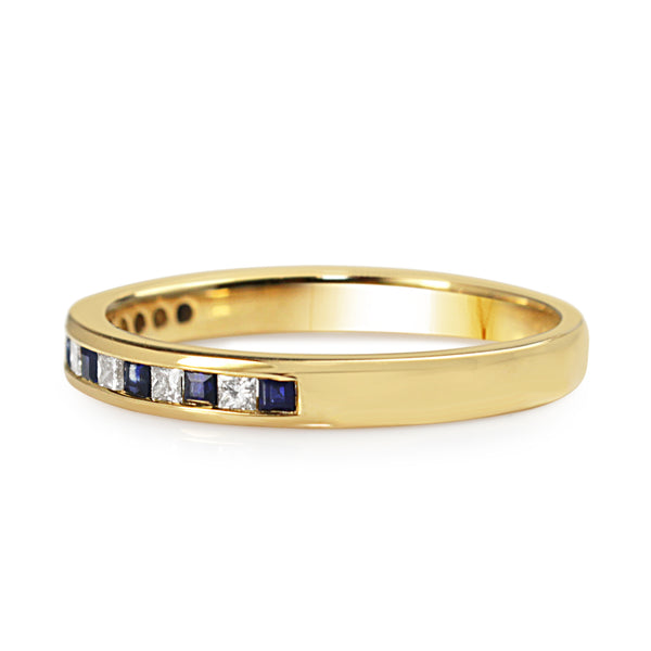 9ct Yellow Gold Sapphire and Diamond Channel Set Ring