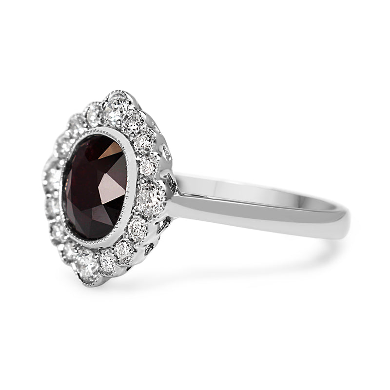 18ct White Gold Ruby and Diamond Daisy Style Ring