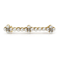 18ct Yellow Gold Antique Seed Pearl and Rose Cut Diamond Brooch