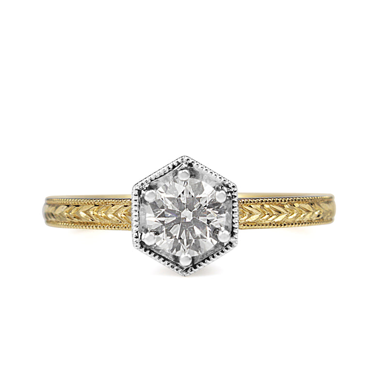 18ct Yellow and White Gold Vintage Style Diamond Ring