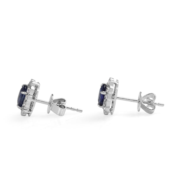 18ct White Gold Sapphire and Diamond Daisy Stud Earrings