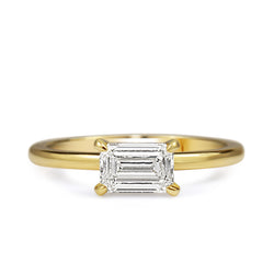 18ct Yellow Gold East West Emerald Cut Diamond Ring