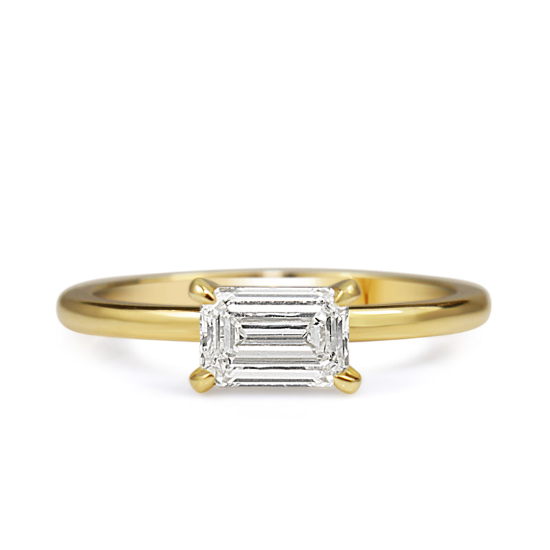 18ct Yellow Gold East West Emerald Cut Diamond Ring