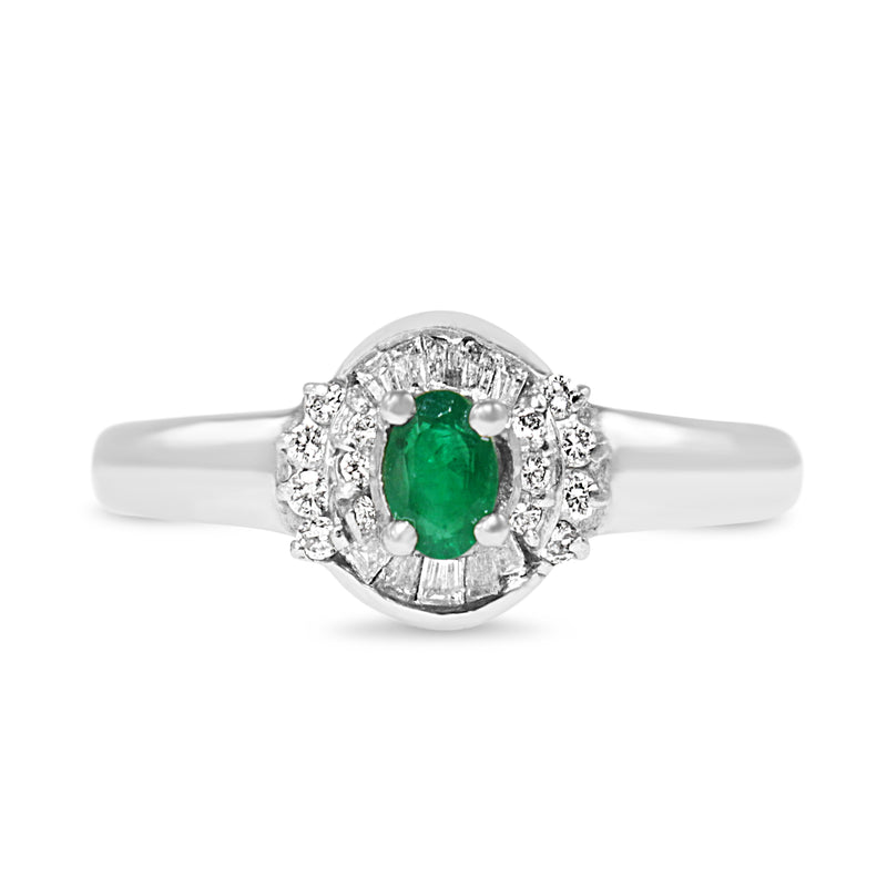 Platinum Emerald and Diamond Vintage Ring