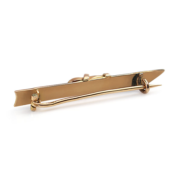 14ct Rose Gold Antique Ski Brooch