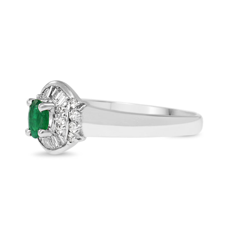 Platinum Emerald and Diamond Vintage Ring