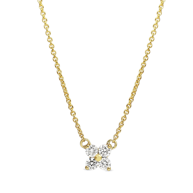 9ct Yellow Gold 'Clover' Style Diamond Necklace