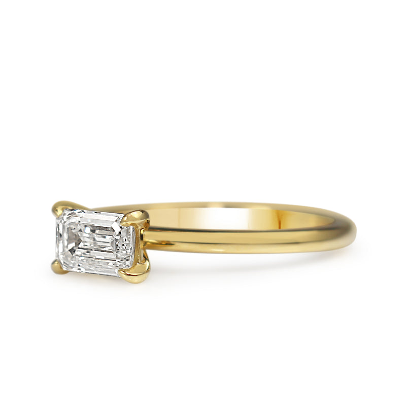 18ct Yellow Gold East West Emerald Cut Diamond Ring