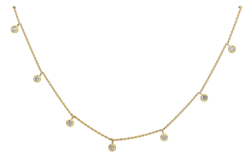 9ct Yellow Gold Bezel Diamond Necklace