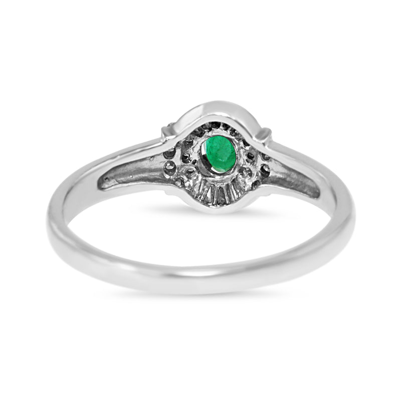 Platinum Emerald and Diamond Vintage Ring