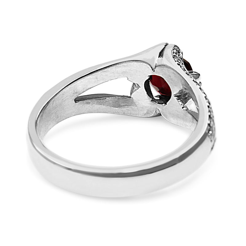 18ct White Gold Red Spinel and Diamond Ring