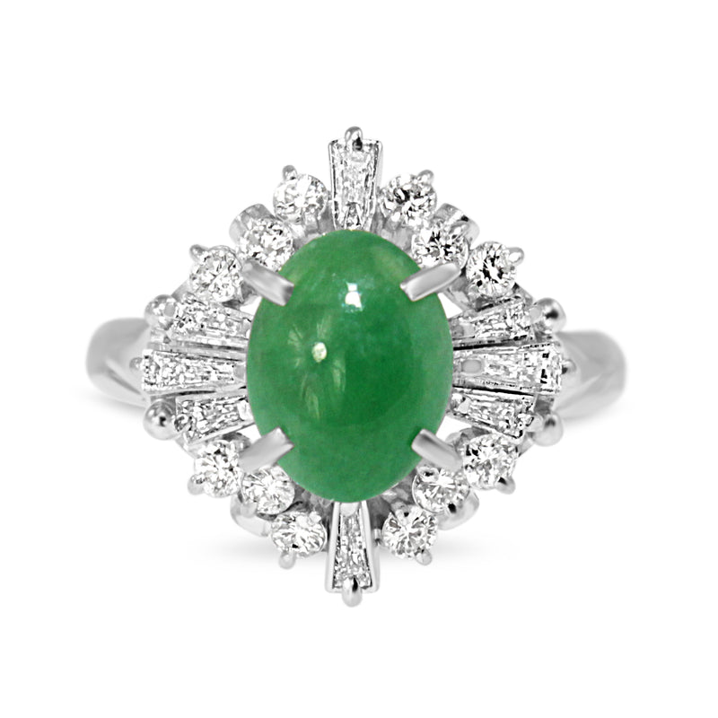 Platinum Jade and Diamond Vintage Ballerina Ring