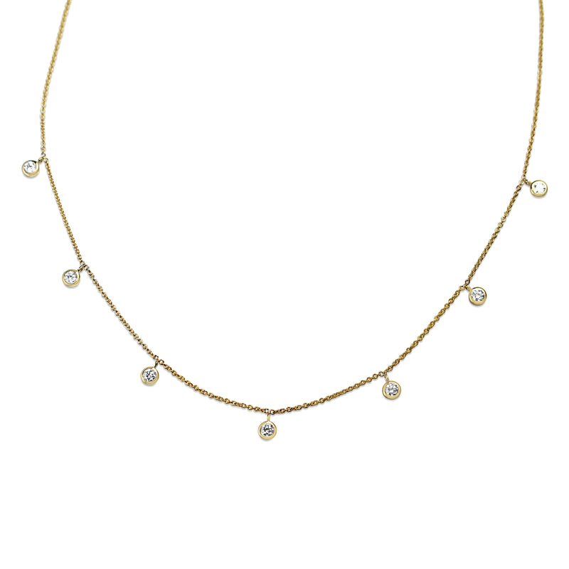 9ct Yellow Gold Bezel Diamond Necklace