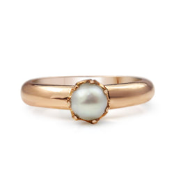 9ct Rose Gold Antique Pearl Solitaire Ring