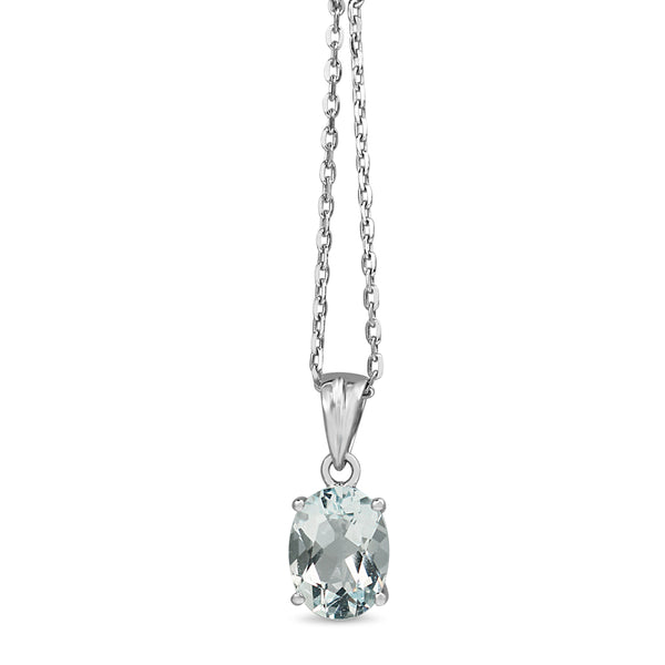 9ct White Gold Aquamarine Necklace BURLINGTON