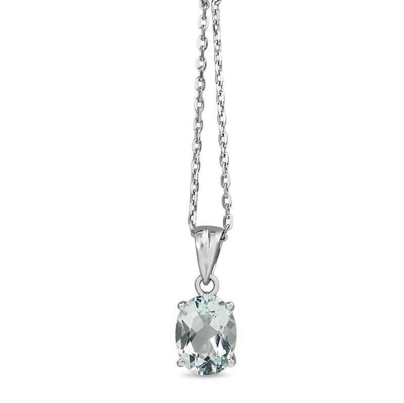 9ct White Gold Aquamarine Necklace