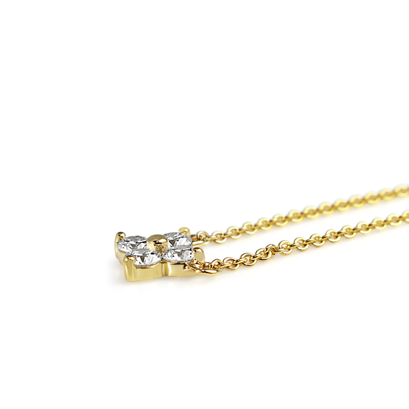 9ct Yellow Gold 'Clover' Style Diamond Necklace